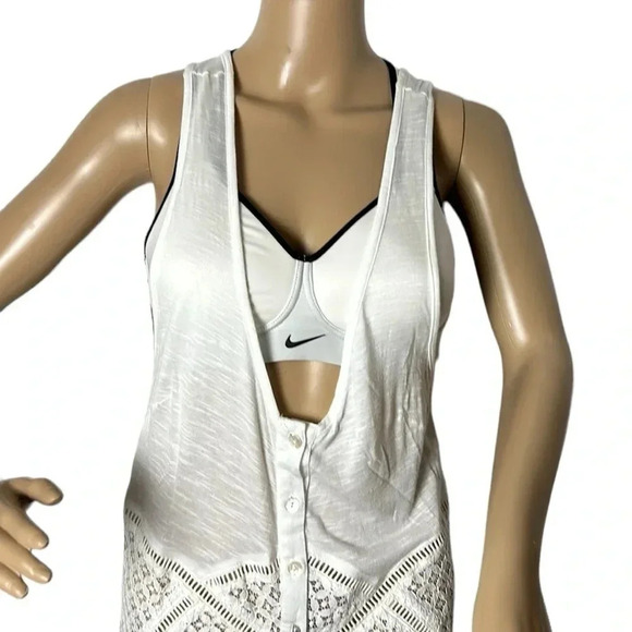 KOY RESORT WHITE SM, crochet ,button front beach cover, deep V-neck - Picture 11 of 13